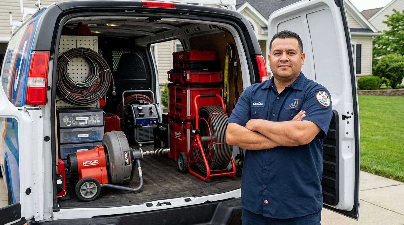 Professional drain cleaning equipment and Johns Plumbing LLC plumber in Haleyville