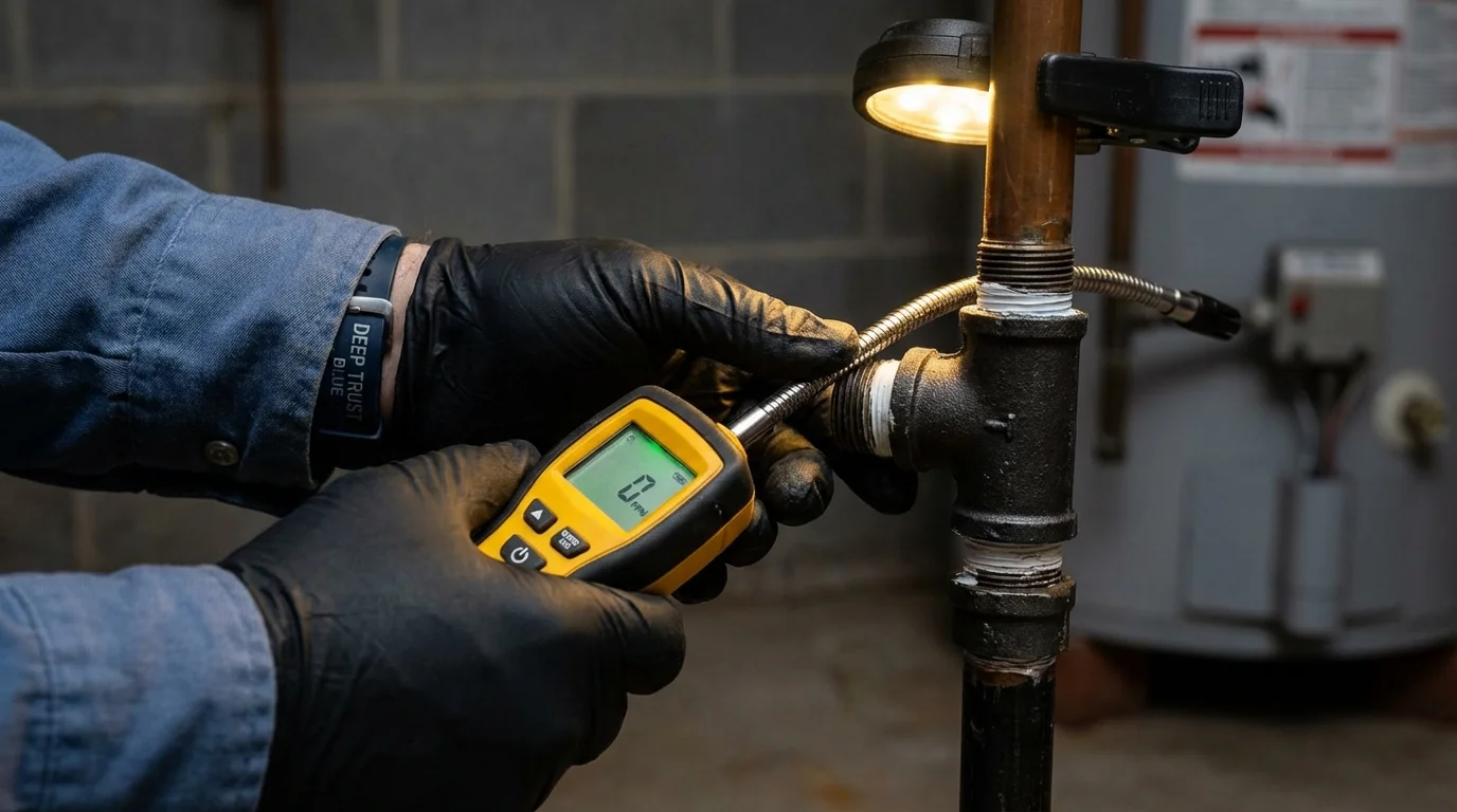Gas leak detection with electronic sniffer by Johns Plumbing LLC in Haleyville