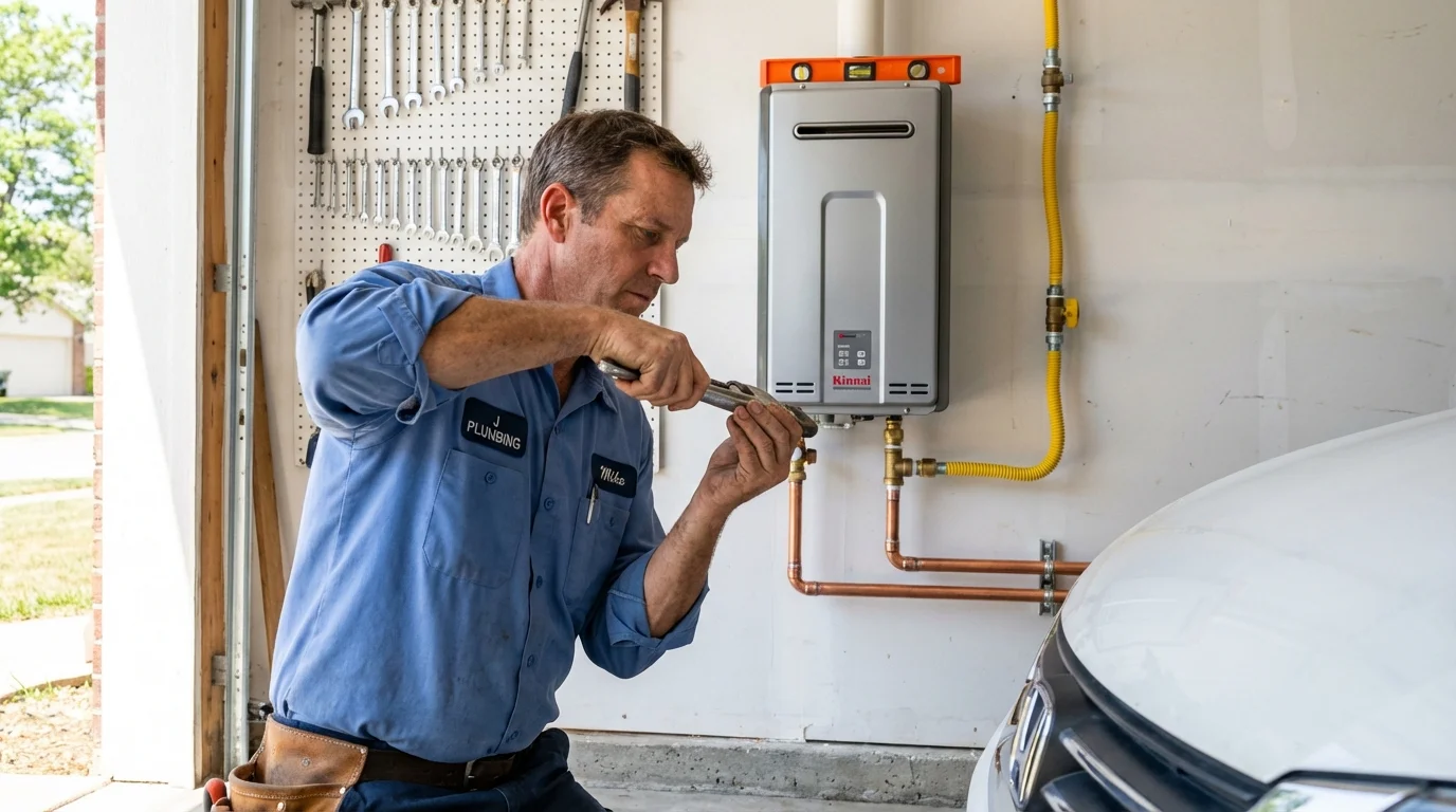 Tankless water heater installation by a Johns Plumbing LLC plumber in Haleyville